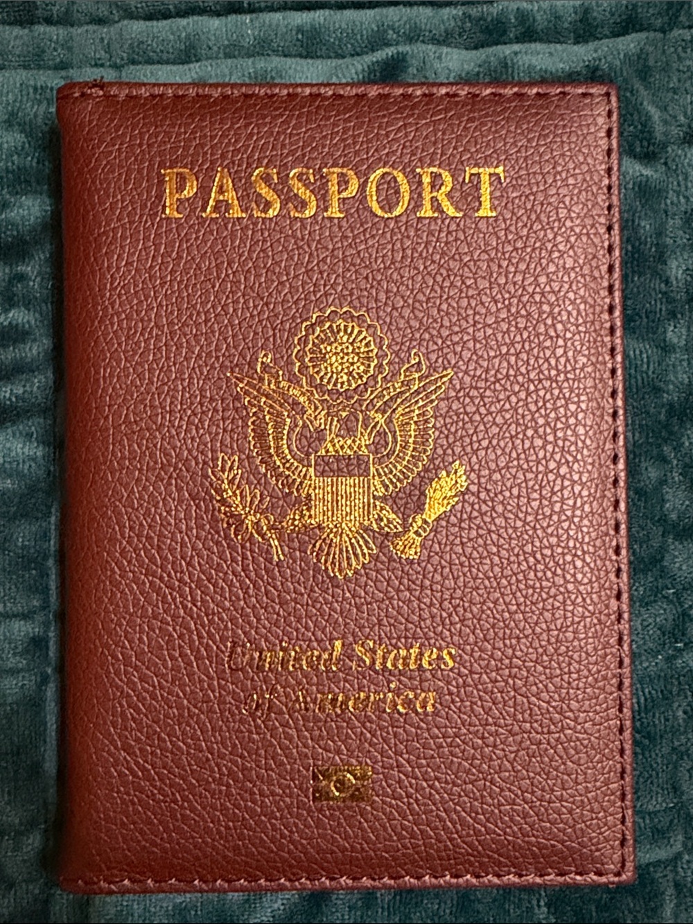 Brown Passport Cover with Gold Foil US Emblem